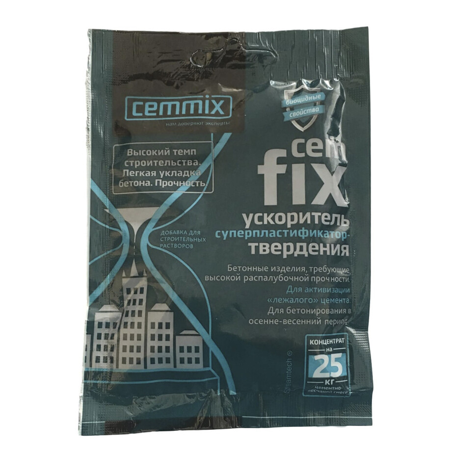 Добавка ускоритель твердения CemMix CemFix концентрат саше 50 мл фото 0