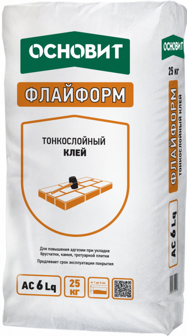 Клей для укладки брусчатки и камня тонкослойный ОСНОВИТ ФЛАЙФОРМ AC6 Lq 25 кг фото 0