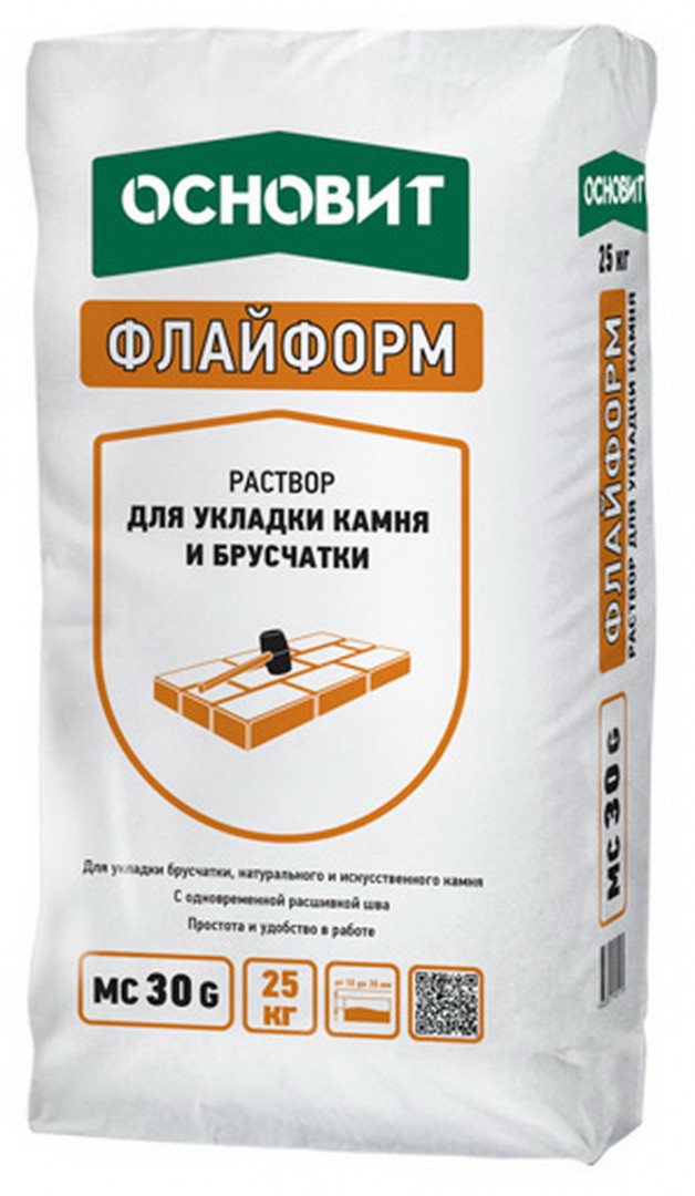 Раствор для укладки камня с одновременной расшивкой шва, серый 020 ОСНОВИТ ФЛАЙФОРМ MC30 G 25 кг фото 0