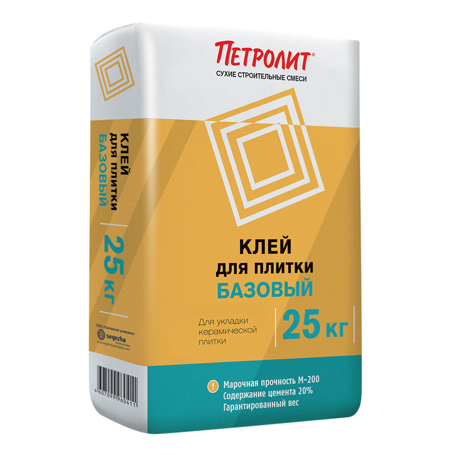 Клей для плитки Петролит базовый серый класс С0 25 кг фото 0