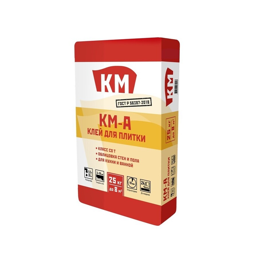 Клей для плитки КМ A серый класс С0 T 25 кг фото 0