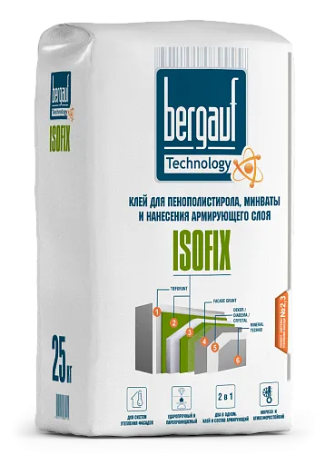 Клей для пенополистирола и минваты Bergauf Isofix зимний 25 кг
