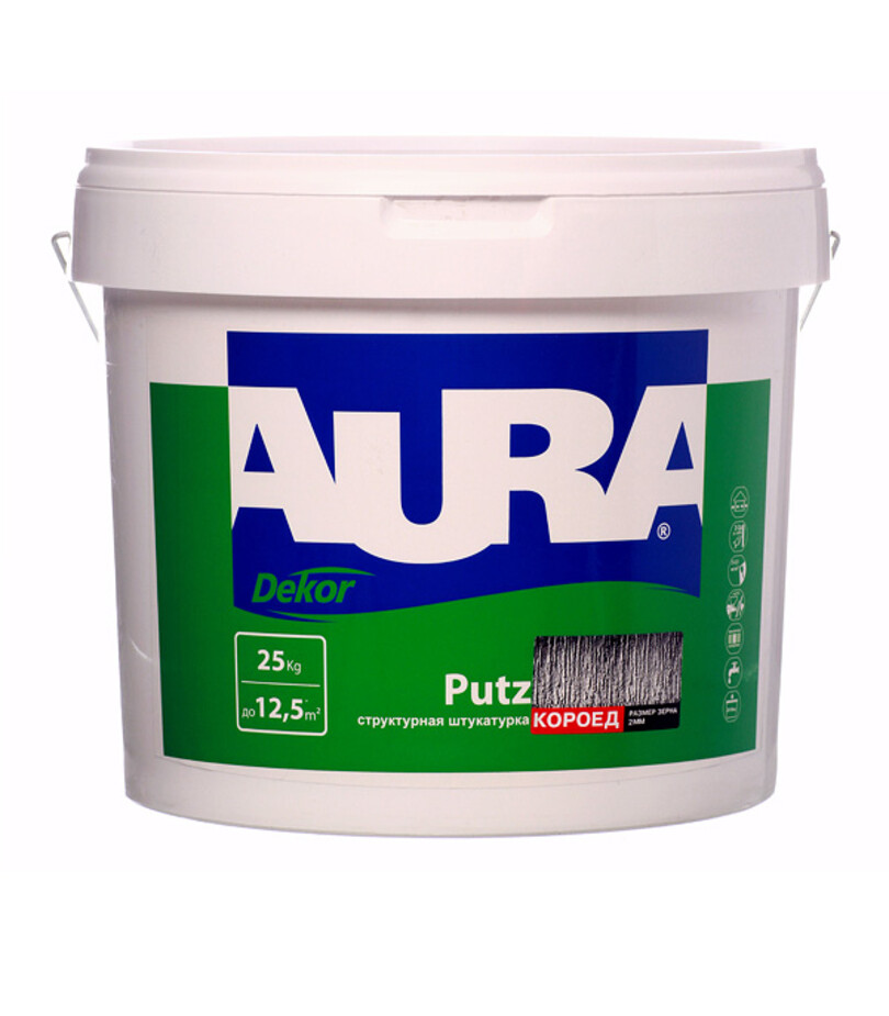 Штукатурка декоративная структурная Aura Dekor Putz короед белая 2 мм 25 кг фото 0