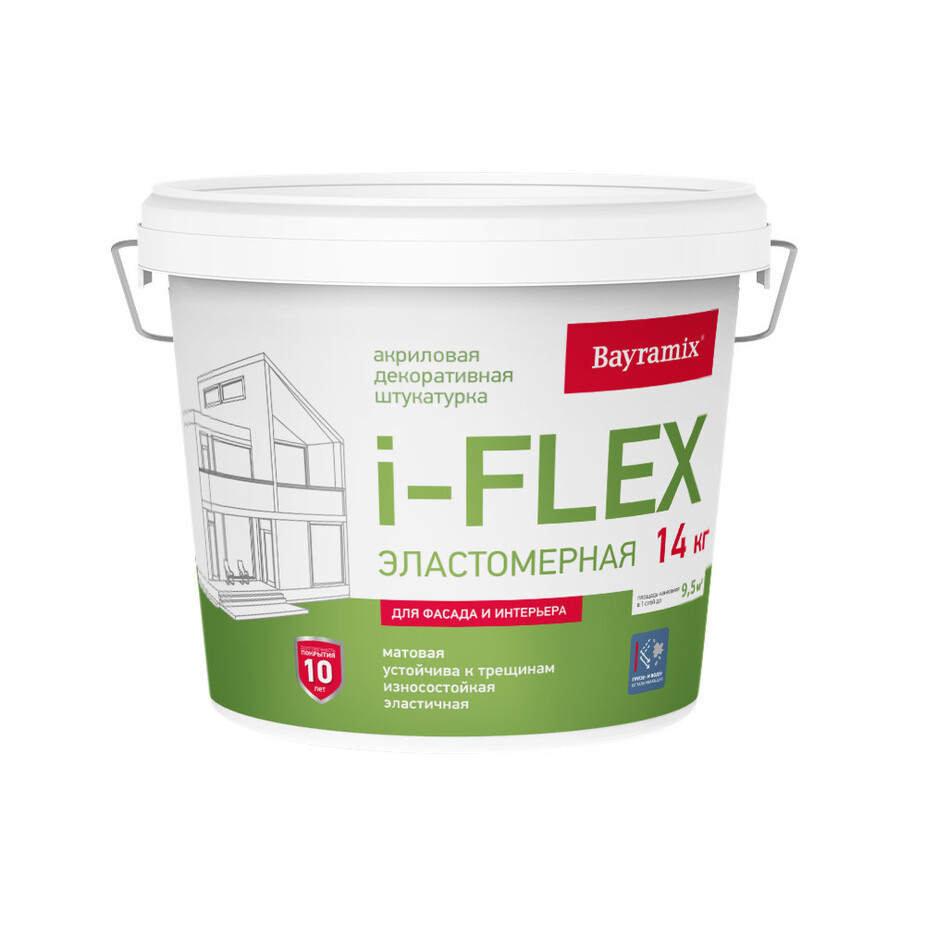 Штукатурка декоративная Bayramix i-Flex камешковая fl 001 белая 1,2 мм 14 кг фото 0