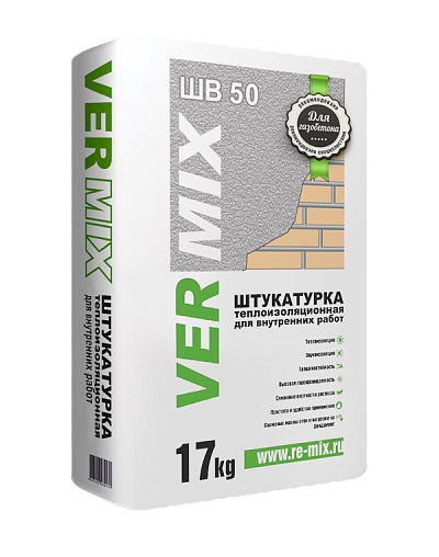 Vermix ШВ50 Штукатурка теплоизоляционная для внутренних работ 17 кг фото 0