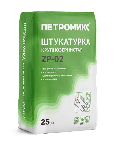 Штукатурка крупнозернистая ПЕТРОМИКС ZP-02 25 кг фото 0